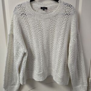 NWT 1.State White Pointelle Knit Sweater